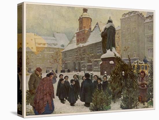 Carol Singers in the Marktplatz at Jena, Germany-null-Stretched Canvas