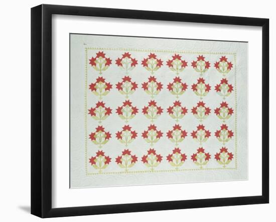 Carolina Lily Coverlet, Maryland, Appliqued and Trapunto Quilted, Circa 1850-null-Framed Giclee Print