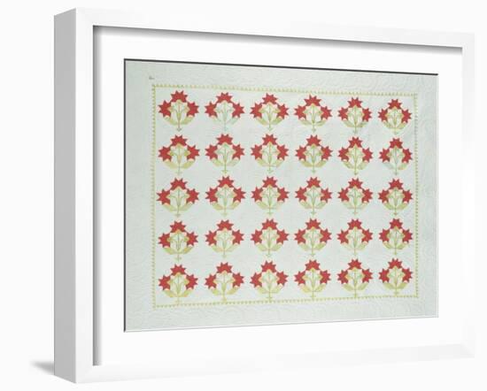 Carolina Lily Coverlet, Maryland, Appliqued and Trapunto Quilted, Circa 1850-null-Framed Giclee Print