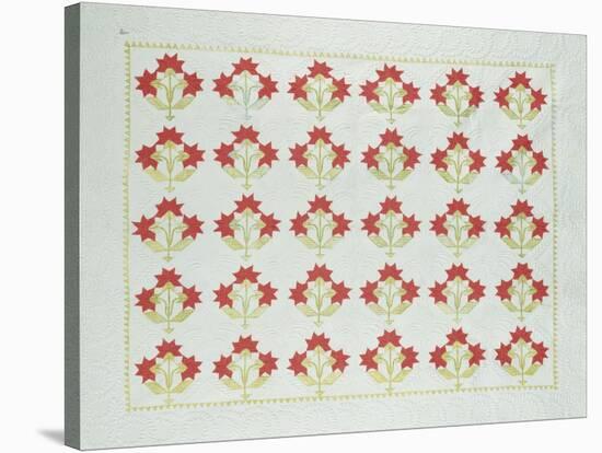 Carolina Lily Coverlet, Maryland, Appliqued and Trapunto Quilted, Circa 1850-null-Stretched Canvas