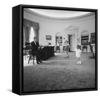 Caroline and John Jr. Dance in the Oval Office as President Kennedy Claps. 1962-null-Framed Stretched Canvas