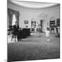 Caroline and John Jr. Dance in the Oval Office as President Kennedy Claps. 1962-null-Mounted Photo