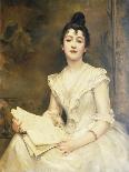 Portrait of a Lady in a White Dress, Reading a Music Score-Caroline Feuillas-Creusy-Mounted Giclee Print