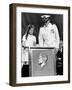 Caroline Kennedy and Capt Earl Yates, Commander of Aircraft Carrier, USS John F Kennedy-null-Framed Photo
