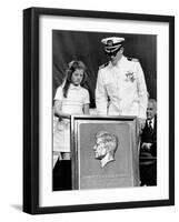 Caroline Kennedy and Capt Earl Yates, Commander of Aircraft Carrier, USS John F Kennedy-null-Framed Photo