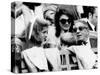 Caroline Kennedy, John F. Kennedy Jr., Jacqueline and Aristotle Onassis Watch World Series, 1969-null-Stretched Canvas