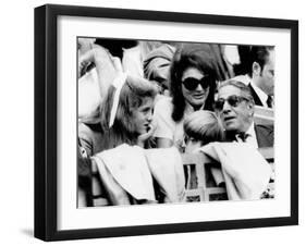 Caroline Kennedy, John F. Kennedy Jr., Jacqueline and Aristotle Onassis Watch World Series, 1969-null-Framed Photo