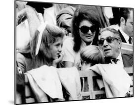 Caroline Kennedy, John F. Kennedy Jr., Jacqueline and Aristotle Onassis Watch World Series, 1969-null-Mounted Photo