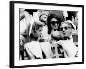 Caroline Kennedy, John F. Kennedy Jr., Jacqueline and Aristotle Onassis Watch World Series, 1969-null-Framed Photo