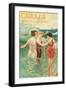 Carolla, North Carolina - Beach Scene with Three Ladies in Swim Attire in Water-Lantern Press-Framed Art Print