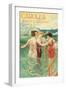 Carolla, North Carolina - Beach Scene with Three Ladies in Swim Attire in Water-Lantern Press-Framed Art Print