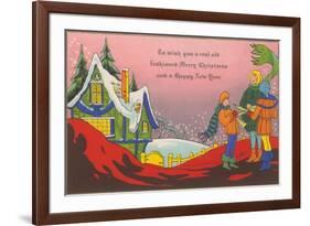 Carollers by Old House-null-Framed Art Print