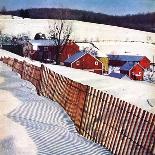 "Snowy Farm Scene,"February 1, 1949-Caroloa Rust-Framed Giclee Print