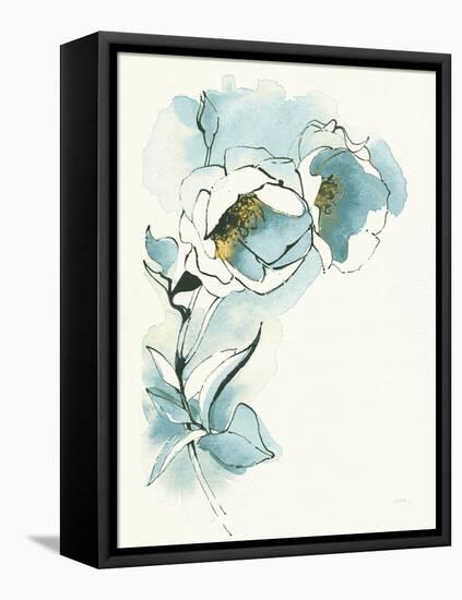 Carols Roses II Cerulean-Shirley Novak-Framed Stretched Canvas