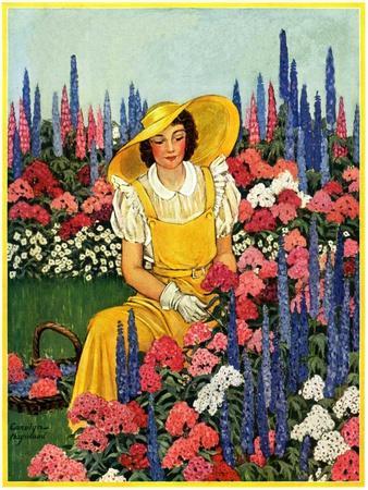 "Cutting Flowers from Her Garden,"August 1, 1933