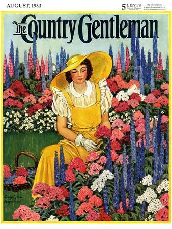 "Cutting Flowers from Her Garden," Country Gentleman Cover, August 1, 1933