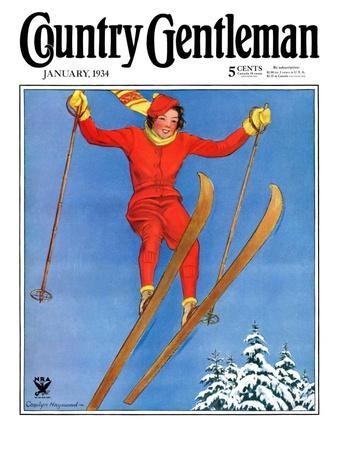"Woman Ski Jumper," Country Gentleman Cover, January 1, 1934