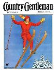 "Woman Ski Jumper," Country Gentleman Cover, January 1, 1934-Carolyn Haywood-Framed Stretched Canvas