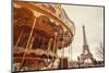 Carousel & Eiffel Tower-Sunset-null-Mounted Art Print