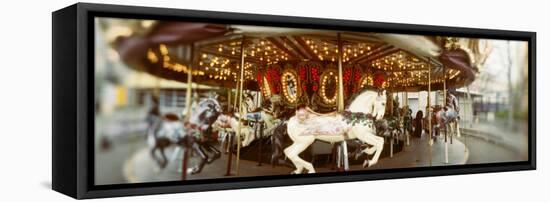 Carousel Horses in Amusement Park, Seattle Center, Queen Anne Hill, Seattle, Washington State, USA-null-Framed Stretched Canvas