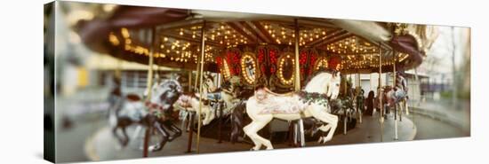 Carousel Horses in Amusement Park, Seattle Center, Queen Anne Hill, Seattle, Washington State, USA-null-Stretched Canvas