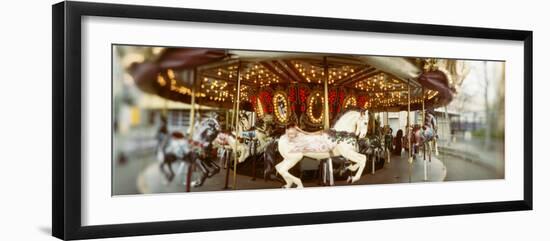 Carousel Horses in Amusement Park, Seattle Center, Queen Anne Hill, Seattle, Washington State, USA-null-Framed Photographic Print