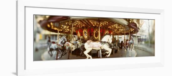 Carousel Horses in Amusement Park, Seattle Center, Queen Anne Hill, Seattle, Washington State, USA-null-Framed Photographic Print