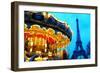 Carousel near Eiffel Tower in Paris-TEA-Framed Photographic Print