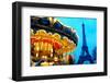 Carousel near Eiffel Tower in Paris-TEA-Framed Photographic Print