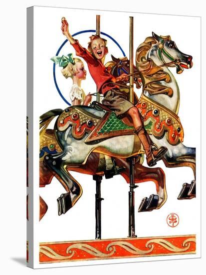 "Carousel Ride,"September 6, 1930-Joseph Christian Leyendecker-Stretched Canvas