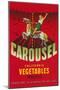 Carousel Vegetable Crate Label-null-Mounted Art Print