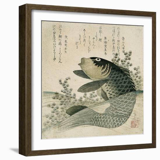 Carp Among Pond Plants, C.1800-Ryuryukyo Shinsai-Framed Giclee Print