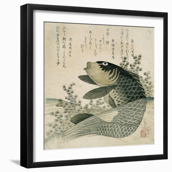 Carp Among Pond Plants, C.1800-Ryuryukyo Shinsai-Framed Giclee Print
