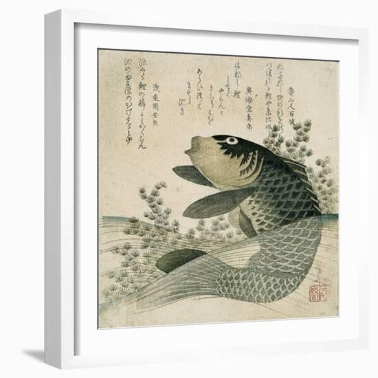 Carp Among Pond Plants, C.1800-Ryuryukyo Shinsai-Framed Giclee Print