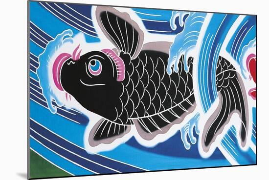 Carp Going Up Current-null-Mounted Giclee Print