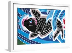 Carp Going Up Current-null-Framed Giclee Print