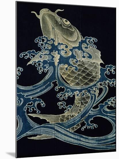 Carp in Waves-null-Mounted Giclee Print