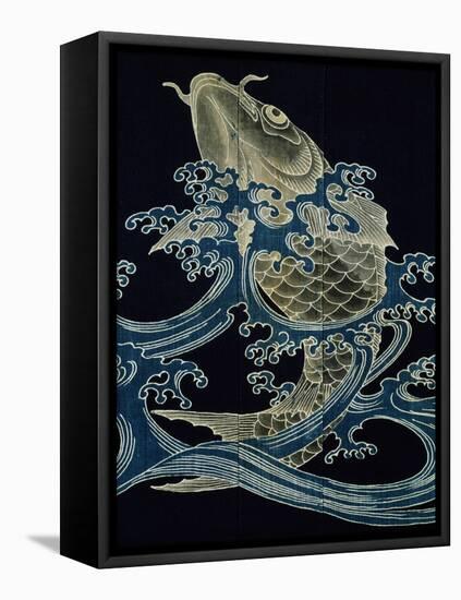 Carp in Waves-null-Framed Stretched Canvas