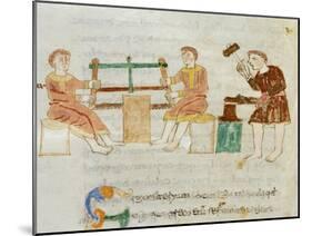 Carpenter and Blacksmith, Miniature from De Universo by Rabano Mauro, Manuscript, 1023 Italy-null-Mounted Giclee Print