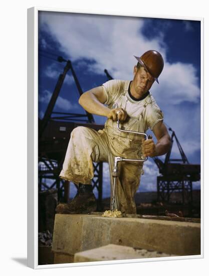 Carpenter at Work on Douglas Dam, Tennessee-null-Framed Photographic Print