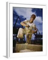 Carpenter at Work on Douglas Dam, Tennessee-null-Framed Photographic Print