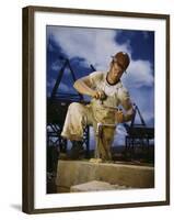 Carpenter at Work on Douglas Dam, Tennessee-null-Framed Photographic Print