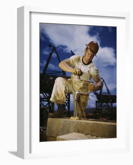 Carpenter at Work on Douglas Dam, Tennessee-null-Framed Photographic Print