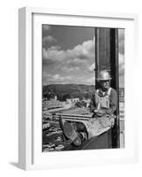 Carpenter Chuck Haines Relaxing on Sixth Story I Beam, Lunching on a Ham and Cheese Sandwich-Alfred Eisenstaedt-Framed Photographic Print