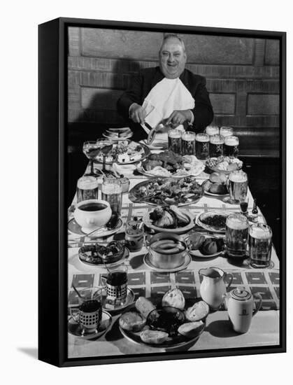 Carpenter George Boehler Eating Each of His Six Meals a Day-Frank Scherschel-Framed Stretched Canvas