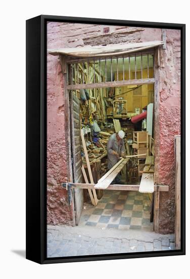 Carpenter in His Workshop in the Souk of Marrakech, Morocco, North Africa, Africa-Matthew Williams-Ellis-Framed Stretched Canvas