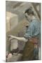 Carpenter Planing Wood-null-Mounted Art Print