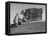 Carpenter Putting Roof on New House That Is Part of a Housing Project-George Skadding-Framed Stretched Canvas