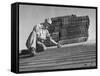 Carpenter Putting Roof on New House That Is Part of a Housing Project-George Skadding-Framed Stretched Canvas