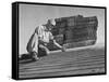 Carpenter Putting Roof on New House That Is Part of a Housing Project-George Skadding-Framed Stretched Canvas